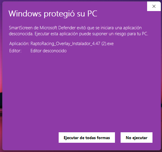 The same dialog after clicking More info, now showing the Run anyway button