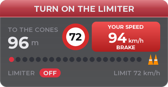 TURN ON THE LIMITER, and BRAKE