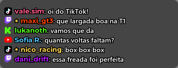 Manual do Chat da live