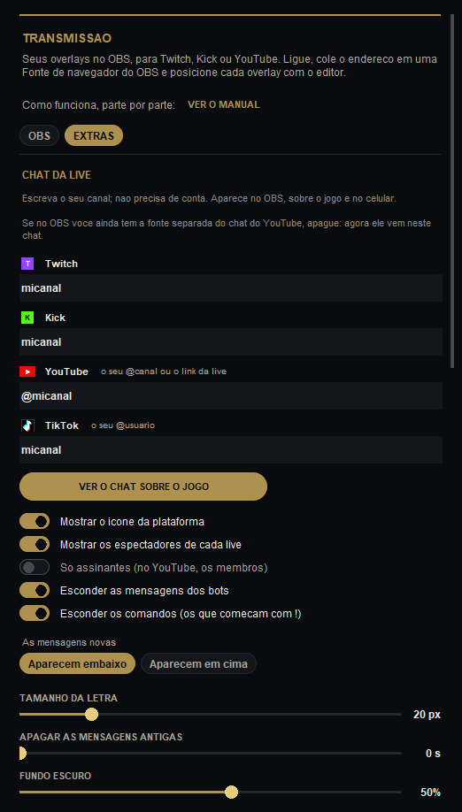 Aba EXTRAS: o chat da live